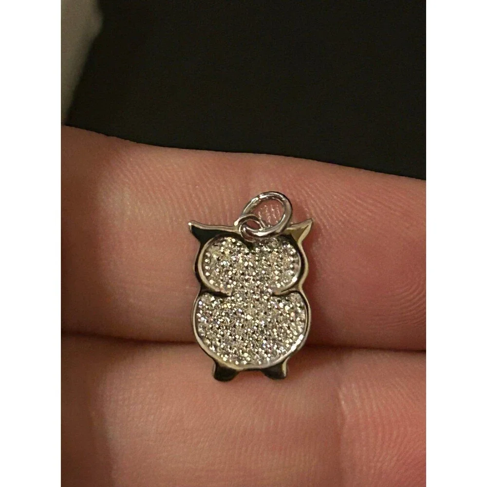 Adorable Sterling Silver & Moissanite Owl Pendant 1.0 CTW